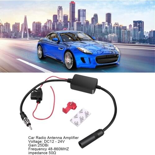 New Car Radio Signal Amplifier FM Antenna Amp Universal 12V Auto Antenna Booster For Marine Car Vehicle Boat FM Signal Amplifier