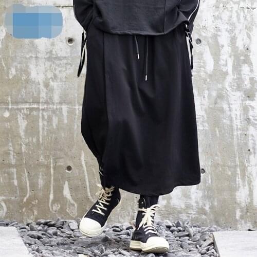 Original Design Culottes Summer Casual Pants Mens Cropped Pants Dark Japanese Samurai Pants Wide Leg Pants
