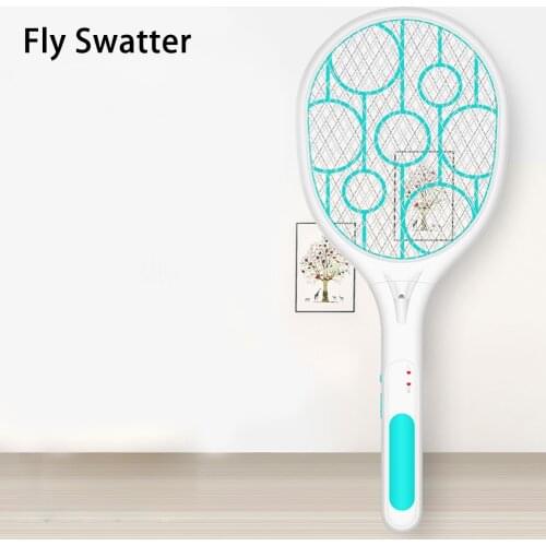 USB Rechargeable Electric Mosquito Flying Swatter Bug Zapper Racket Insects Killer With LED Illumination #CW