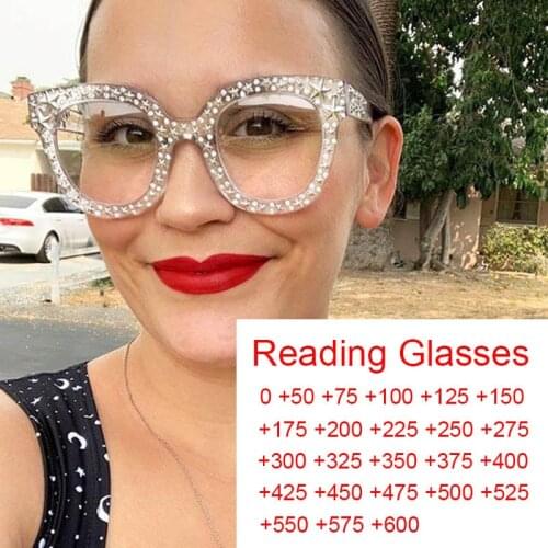 Full Star Reading Glasses Women Vintage Luxury Brand Eyeglasses Frame Antifatigue Prescription Hyperopia Glasses Oculos De Grau