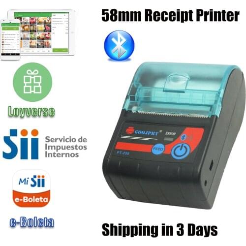 Portable Mini 58mm Bluetooth Thermal Printer Big Paper Hopper Ink-free Android & iOS System Wireless Receipt Printer 58x50mm Max