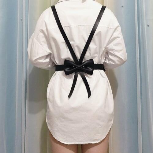 Usexy Simple Leather Women Harness Fashion Garter Bowtie Belt Bretelle Ciclismo Cosplay Punk Clothes Goth Accessories портупея