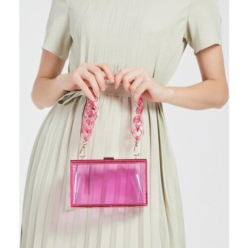 Transparent Womens Clutch Bag Mini Acrylic Chain Handbag Wedding Party Purse Solid Color Banquet Shoulder Bag ZD1820