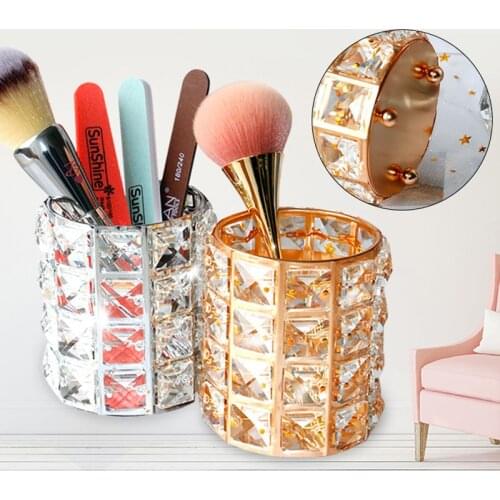 European-Style Crystal Pen Holder Home Office Storage Desk Organization Makeup Brush Storage Tube Makeup Organizer Candle Holder