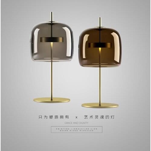 Postmodern light luxury led table lamp lighting simple living room bedroom bedside study table lamp art glass small table lamp