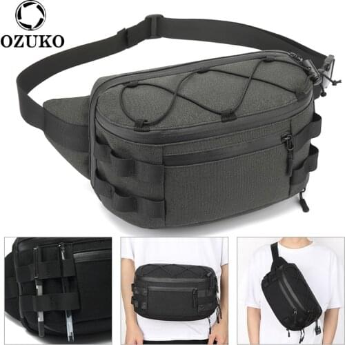 OZUKO Mens Fashion Crossbody Bag Chest Pack Multifunction Outdoor Sports Belt Bags for Teenager Waterproof Men Waist Pack