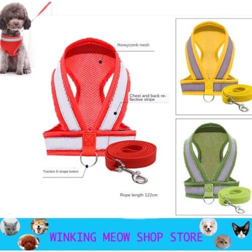 Dog Vest Mesh Harness Reflective V-Neck Security Nylon Rope Breathable Adjustable Small And Medium Aized Dogs Outdoor Products