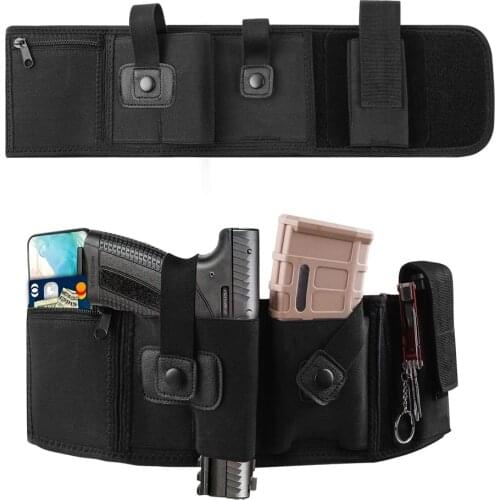 Universal Gun Holster Tactical Right / Left Hand Concealed Gun Pouch Military Belly Band Pistol Carrier Bag with Mag Pouch