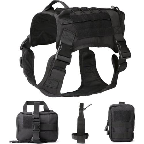 Tactical Service Dog Vest Training Hunting Molle Nylon Military Patrol Dog Harness with Handle Hunter Tactic Vest Camo Dog