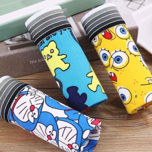 3Pcs/lot Hot Sexy Men Boxer Soft Breathable Underwear Men Lovely Cartoon Panties Print Man Boxershorts Homme Underpants