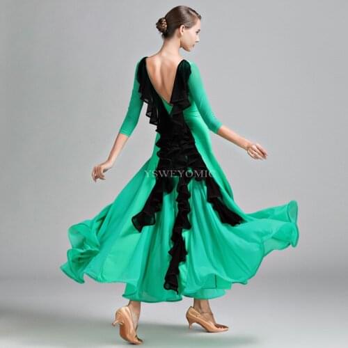 Cheap Price With High Quality Green Sexy Ballroom Dresses Open Back Training Waltz Tango ballroom Dress Patterns for Women