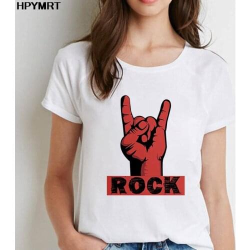 Rock Gesture Printed Women T Shirt Casual Fashion Tshirt Harajuku Female Short Sleeve T-shirt Summer Clothes Fun Graphics Tops