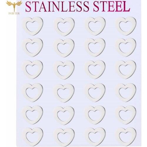 Lovers Earrings Wide Edge Hollow Love Earrings Romantic Ladies Accessories Stainless Steel Jewelry Wholesale 12 Pair