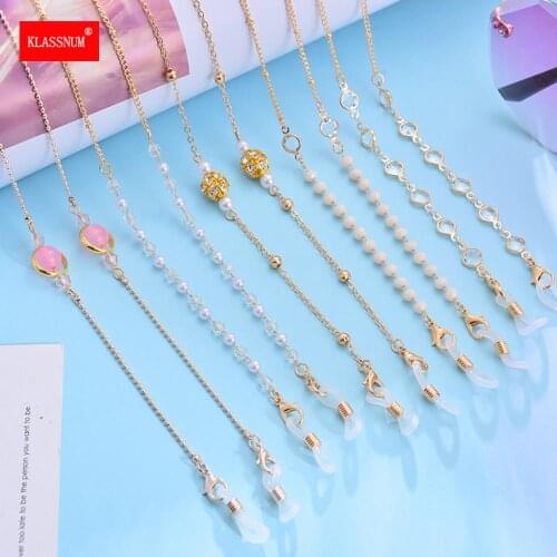 1PCS Crystal Sunglasses Chain Neck Cord Beads Reading Glasses Holder Chic Fashion Women Pearl Mask Strap Dropshipping New