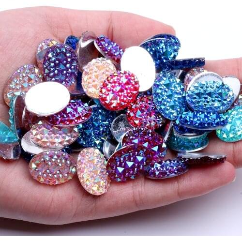 13x18mm 40pcs Resin Beads Oval Shape Many AB Colors Flatback Rhinestones DIY Scrapbooking Crafts Jewelry Accessories