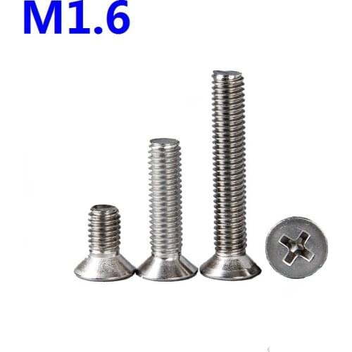 200pcs M1.6*8/10/12/16 Countersunk cross flat head Screws Nuts Hex Socket Head Cap Screw Bolts Fasteners Repair Hardware tools