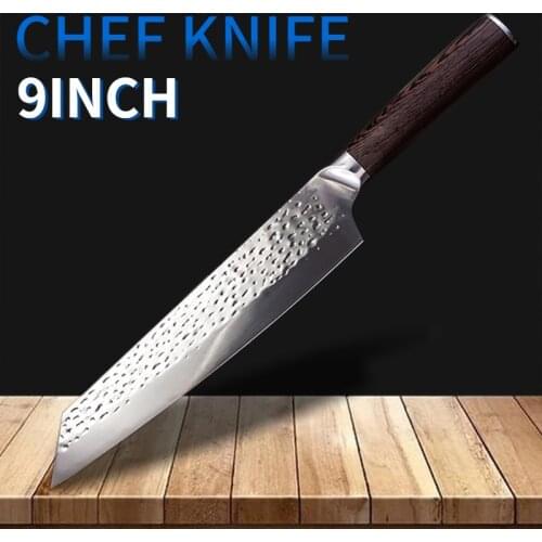 9-inch Forged Hammered Japanese Stainless Steel Chefs Sushi Cooking Small Kitchen Knife Butcher Knife