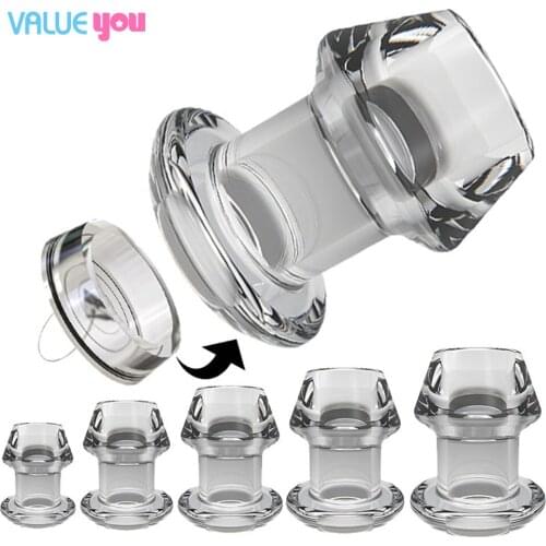 Transparent Hollow Anus Butt Plug Anal Dilator Backyard Pull Bead Anal Plug Out Leak-proof Adult Sex Toys