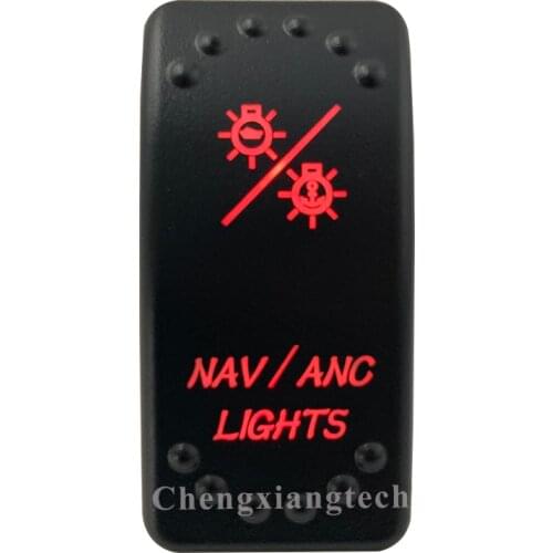 Car Boat Truck Rv Bus - On Off On - Red Led Lights - Rocker Switch - NAV/ANC LIGHTS- 7 Pins - DPDT - Waterproof