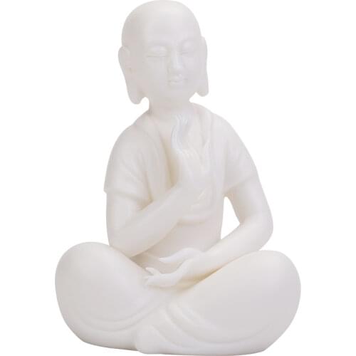 White porcelain Zen handmade little monk tea pet decoration living room study decoration ceramic Chinese home decoration