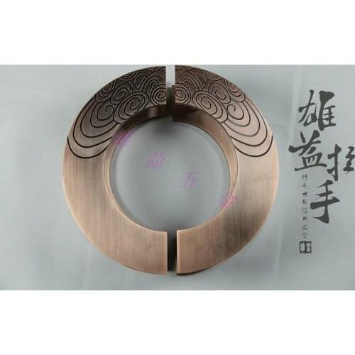 Auspicious cloud, semicircle, bronze carving, big handle, Chinese antique wooden door handle, glass door, modern handle