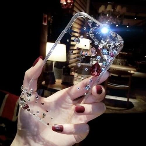 For iPhone 11 12 pro mini X XS MAX 6S 7 8 PLUS Case Luxury Bling Rhinestone Diamond Crystal Soft Transparent TPU Cover Case