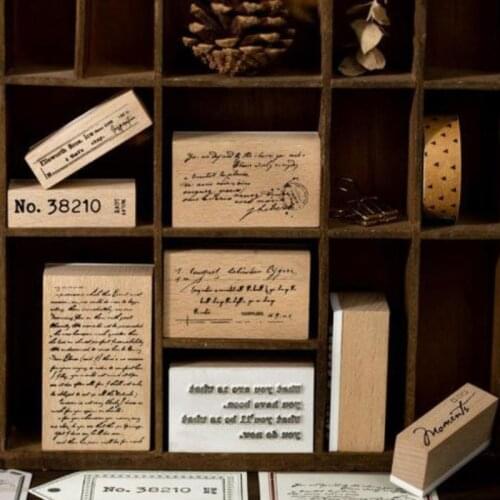 8Patterns Handwritting English Style Wood Stamp For Stationery DIY Scrapbooking Rubber Card Making Album Decoroation Crafts