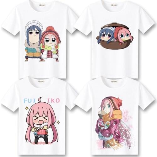 Laid-Back Camp Cosplay T Shirt Japanese Anime Yurucamp Kagamihara Nadeshiko Print Summer T-Shirt Casual tshirt Top Tee Costume