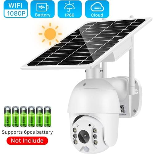 1080P Wifi Camera 8W Solar Panel PTZ Camera Outdoor waterproof 2MP PIR Alarm Motion Detect CCTV Security Camera SD Card Slot