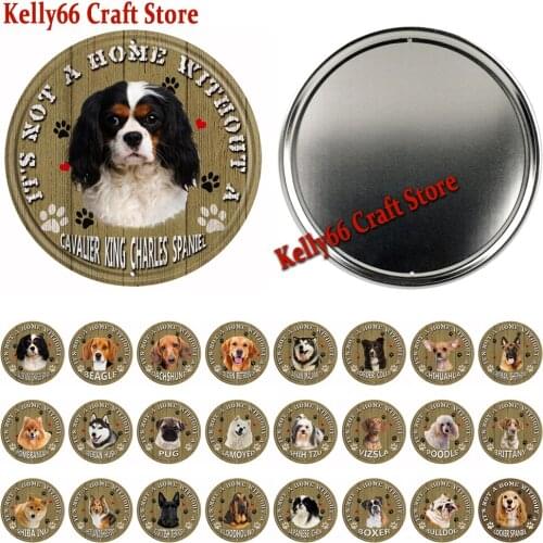 [ Kelly66 ] Its Not a Home Without A Poodle Pug Husky Metal Vintage Irregular Wall Tin Decor Round Painting Dog Sign DR-12 30CM