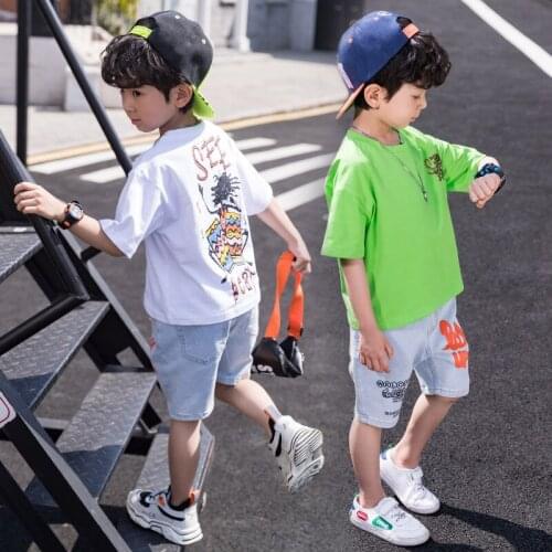 Cartoons Spring Summer Childrens Clothes Suit Baby Boys T-shirt+ Shorts 2pcs/Set Teenage Top Sport Costume For Kids Streetwear