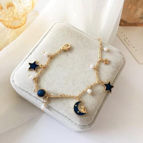 Beautiful cute star moon bracelet dream girl pearl jewelry temperament bracelet