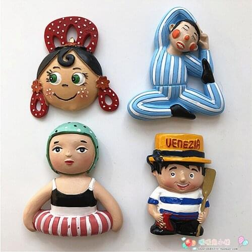 Cute cartoon doll resin fridge magnet magnetic stickers home decorations