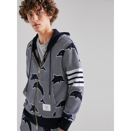 2020 Fashion Brand Spring Autumn hooded Clothing Dolphin Pattern Jacket Men Sweatshirts Hoodies Casual Sportswear Coat