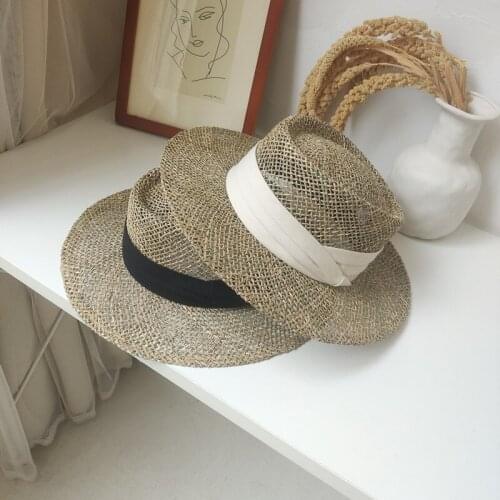 202006- TAIY140 new Natural salty grass weaving beach cap men women leisure panama JAZZ hat