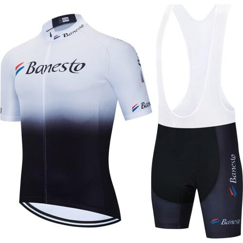 Banesto new Pro Team summer cycling Jersey set Bicycle Clothing Breathable Men Short Sleeve shirt Bike bib shorts 9D gel pad