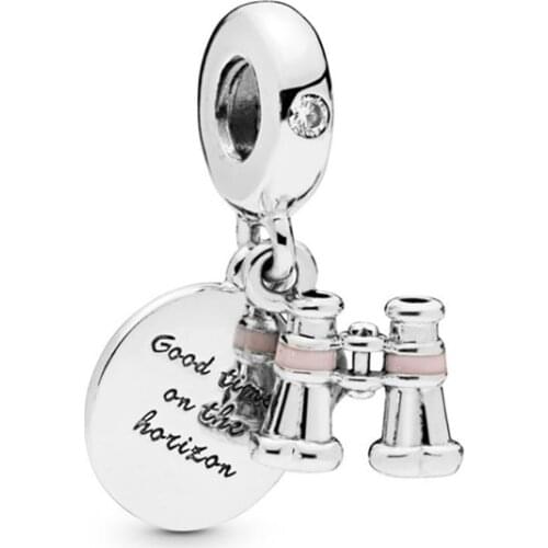 Cute Telescope Pendant Fit Original Pandora Charms Bracelets Letters Good time on the horizon Beads DIY Jewelry for Women Dangle