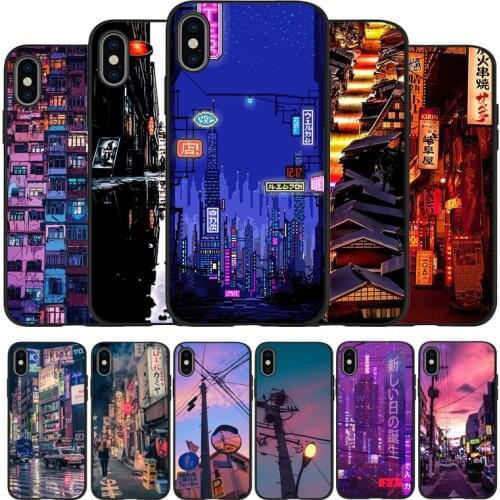 Tokyo Street Black TPU Silicone Soft Phone Case For iPhone 11 12 Pro Max X XS MAX 5 6 7 8 Plus