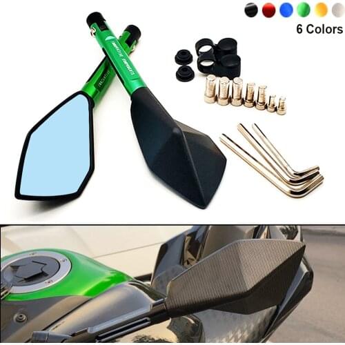 Universial Motorcycle Rearview Mirrors Handle Bar End Side Blue Retrovisor For Kawasaki Z1000SX Z750 Z1000 Z650 Z900 Z800 Z250