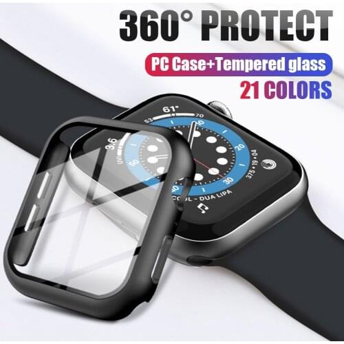 360 Full Screen Protector Bumper Frame matte hard Case for Apple watch 6 SE 5 4 3 2 1 cover Tempered glass film for iwatch 4/5