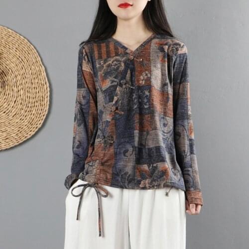 Ladies Chinese Tops 2020 New Top Women Spring Retro Oblique Shirt Qipao Cheongsam Top Tea Chinese Style Clothing Women 11590