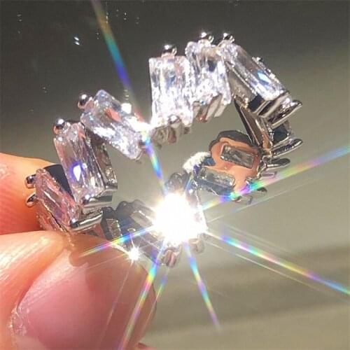 CAOSHI Fashion Design Crystal Jewelry Ring for Women Brilliant Geometric CZ Finger-ring Stylish Accessories for Wedding Ceremony