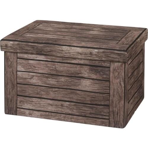 1PC 60x38x38cm Dark Beech Pouf Stool Foldable Storage Chest Removable Lid Fabric Cover Load Capacity up to 150KG Home Ottoman