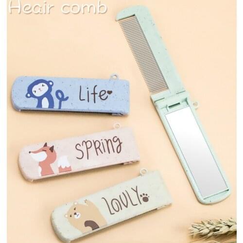 1PCS Fashion Professional Hair Comb with Mirror Travel Portable Folding Hair Brush Compact Pocket Size Purse Travel Hair Combs