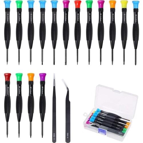 18 Small Magnetic Screwdriver Kits With Screwdriver Tweezers For Repairing Glasses, Mobile Phones And Watches