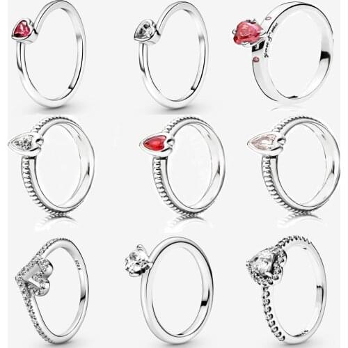 2021 H2021 Heart Solitaire Ring 925 Sterling Silver Fashion Brands Not Allergic Daily Wear Heart Ring DIY Jewelry Wifes Gift