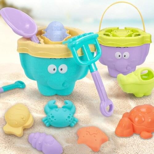 9Pcs/Set Sandbox Toy Cartoon Educational Interactive Elephant Beach Sandbox Bucket Set for Child Outdoor Lawn Beach Water Toys