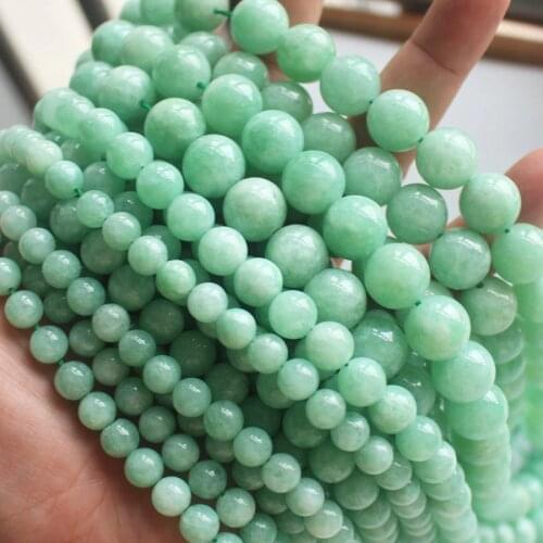 6-12mm High Grade Myanmar Jade Beads Bracelet Green jade Stone Spacer loose beads Accessory 15"