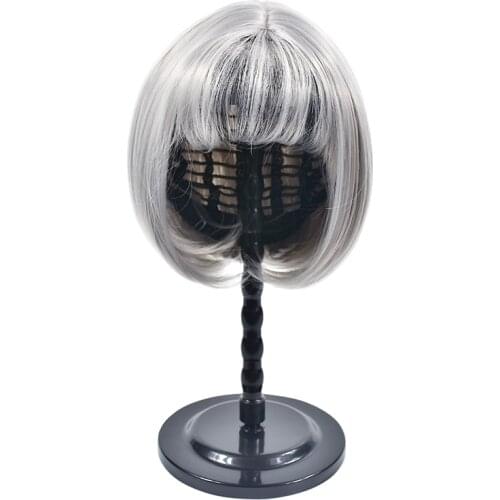 Black Wig Stand Head Plastic Wig Holder Stand Portable Folding For Styling Drying Display Travel For Women 1PC