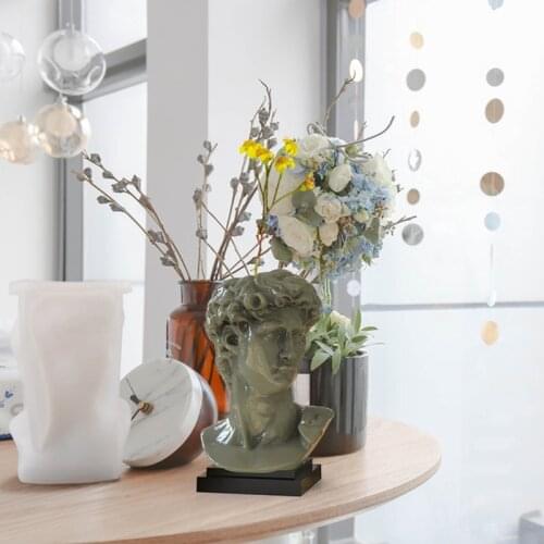 Davids Head Flowerpot 3D Candle Soap Mould DIY Candle Epoxy Mold Handmade Candles Aroma Wax Soap Molds for Decoration